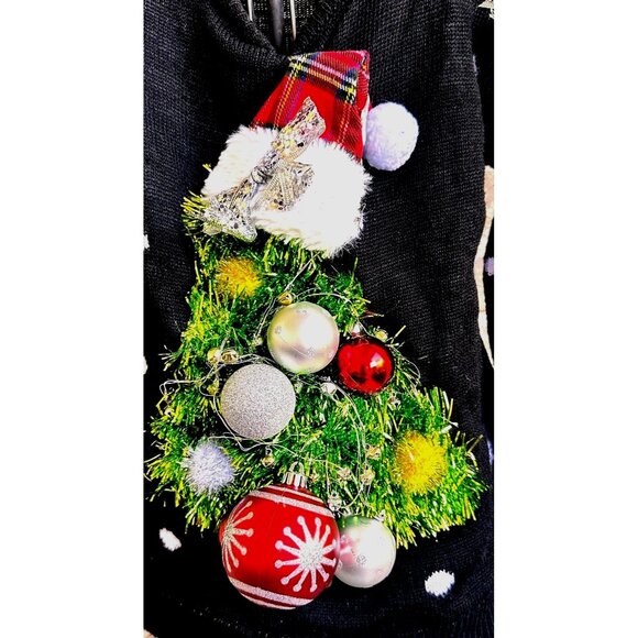 VTG No Boundaries Ugly Christmas Sweater Juniors Large Upcycled Batterie… - Picture 7 of 14